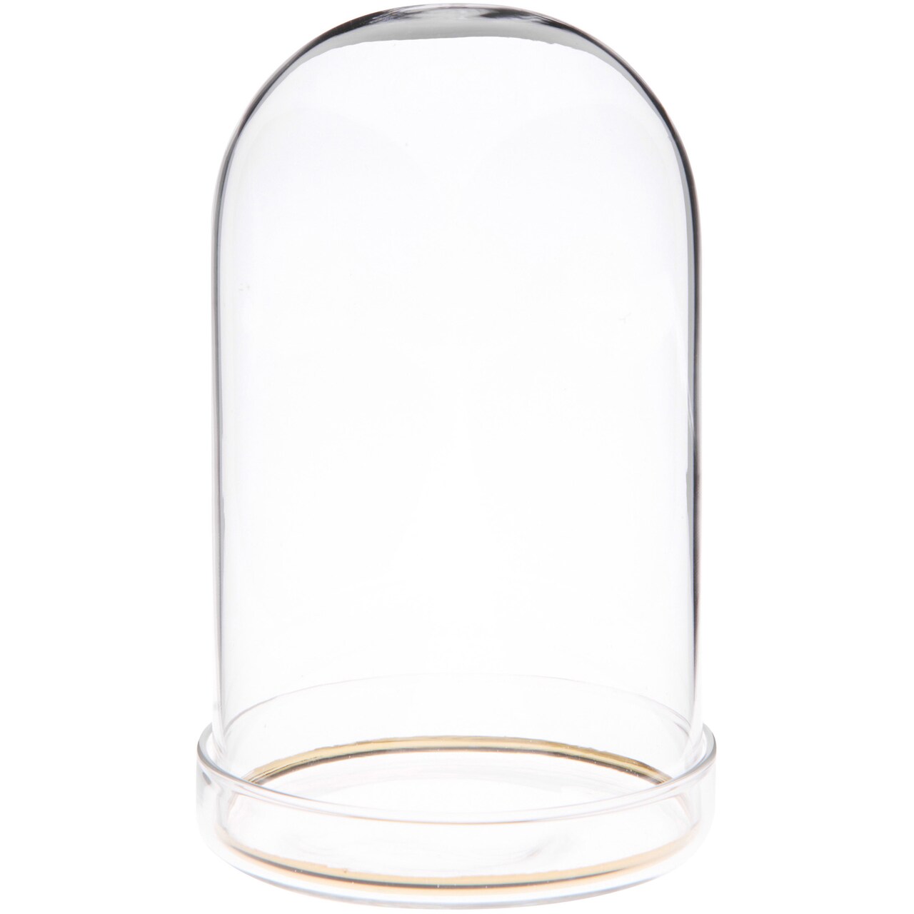Plymor 3" x 5" Glass Display Dome Cloche with Gold Rim (Clear Glass Tray Base)